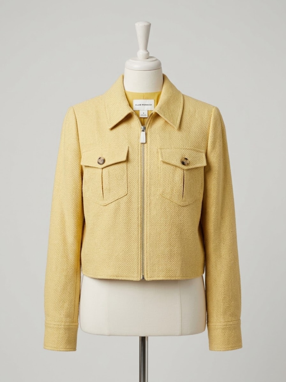 Club Monaco Pale Yellow Zip-Front Utility Jacket